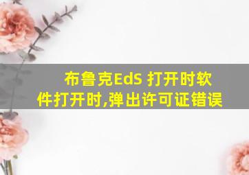 布鲁克EdS 打开时软件打开时,弹出许可证错误